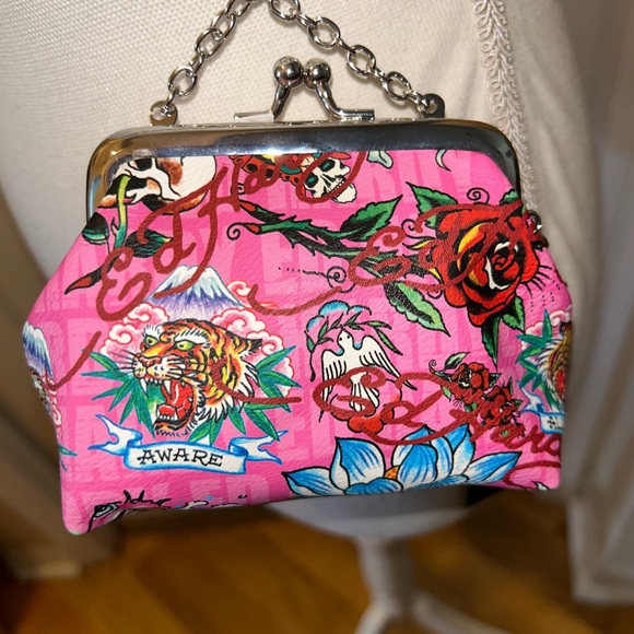 Ed Hardy Floral Pink Crossbody Bag - Picture 3 of 6